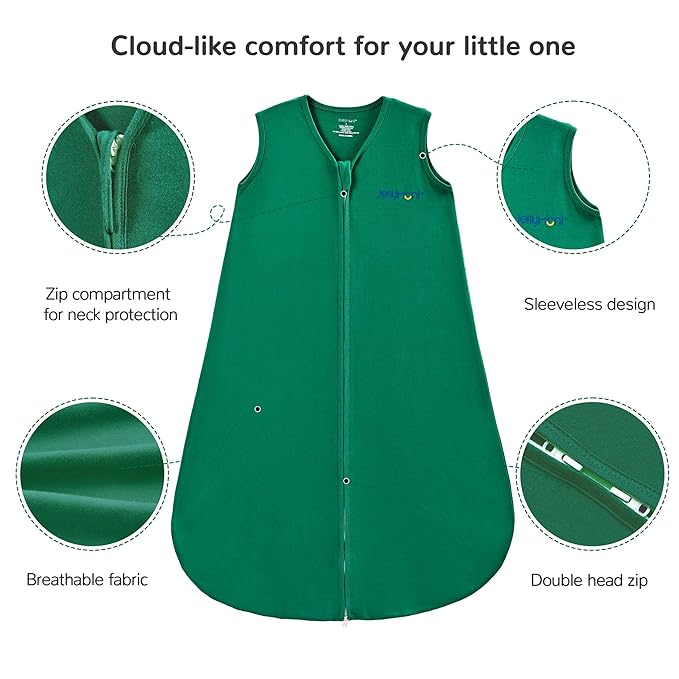 JELLYMONI Baby Sleep Sack 18-24 Months 100% Cotton Wearable Blanket, 0.5 TOG Soft Lightweight Toddler Sleeping Sack 3 Pack 2-Way Zipper Newborn Sleep Sacks-CubbioJoy