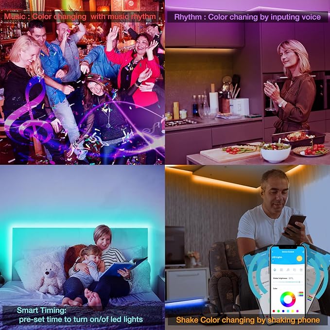 DAYBETTER Smart RGB Led Strip Lights, 100ft Led Lights for Bedroom with App Control, Multicolor Changing Led Light Strips Apply for Home Decor, Living Room, Kitchen, Home Party Decoration-CubbioJoy