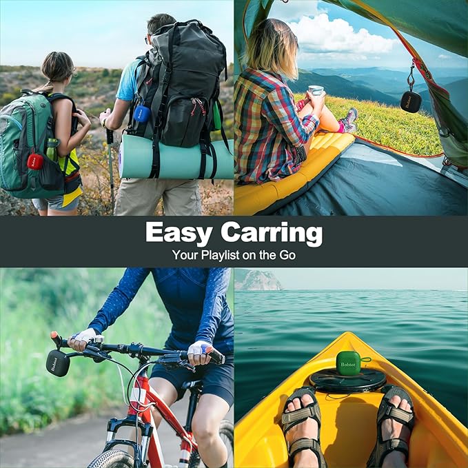 Bobtot Portable Wireless Bluetooth Speaker - IPX7 Waterproof Show Speakers with 16H Playing Time, Loud Stereo Sound, Built-in Mic, TWS, Small Size with Carry Lanyard, DarkBlue-CubbioJoy