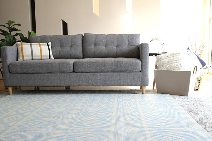 Cushmat Stylish Reversible Foam Play Mat (Large, Crystals - Blue Charcoal) - Soft, Waterproof, Durable Play mat for Infants, Babies, Toddler, Kids & Grownup - 6.5ft x 4.5ft-CubbioJoy