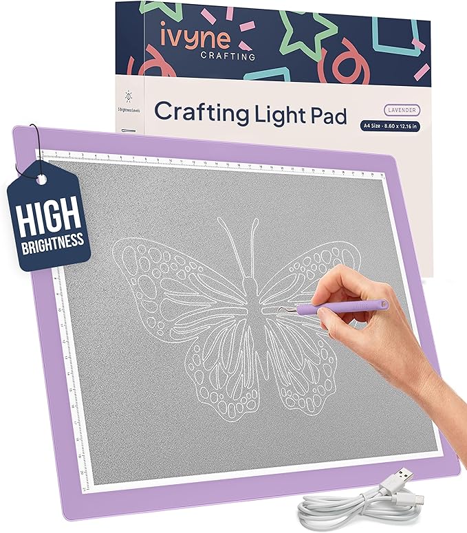 iVyne Corded Light Pad for Weeding Vinyl - A4 Light Box for Drawing - Light Board for Tracing - Light Box for Diamond Painting, Weeding Vinyl, Sketching, Tracing (Purple)-CubbioJoy