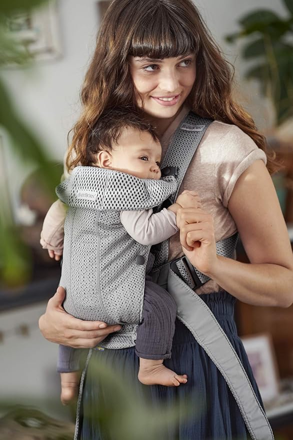BabyBjörn Baby Carrier Mini, Gray, 3D Mesh | Newborn Carrier (7-25 lbs), Ergonomic, Easy-to-Use-CubbioJoy