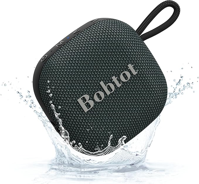 Bobtot Portable Wireless Bluetooth Speaker - IPX7 Waterproof Show Speakers with 16H Playing Time, Loud Stereo Sound, Built-in Mic, TWS, Small Size with Carry Lanyard, DarkBlue-CubbioJoy