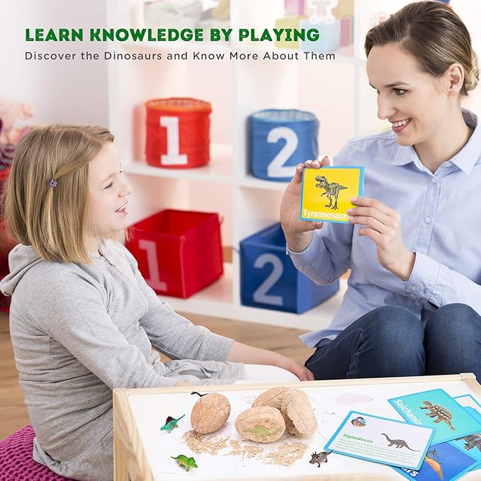 Dig Up Dinosaur Fossil Eggs, Break Open 12 Unique Eggs and Discover 12 Cute Dinosaurs, Easter Digging Toy for 3 4 5 6 7 8 9-12 Year Old Boys Archaeology Science STEM Gift-CubbioJoy