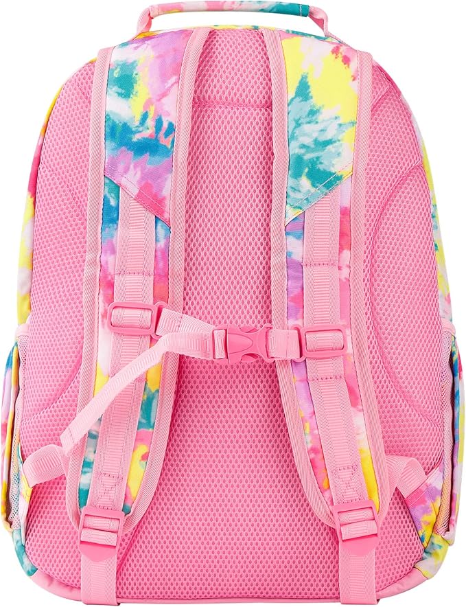 Choco Mocha Tie Dye Backpack for Girls, Elementary School Backpack for Girls Ages 6-8 Kids Kindergarten Backpack Bookbag 17 Inch with Chest Strap, Colorful-CubbioJoy