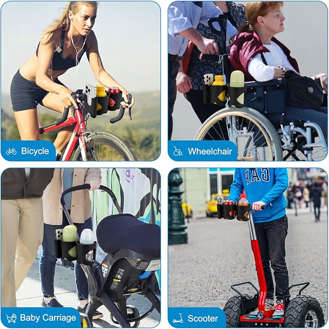 Accmor Universal Cup Holder, Stroller Cup Holder, 360° Rotatable Large Caliber Designed Bottle Holder for Stroller, Bike, Wheelchair, Walker, Scooter-CubbioJoy
