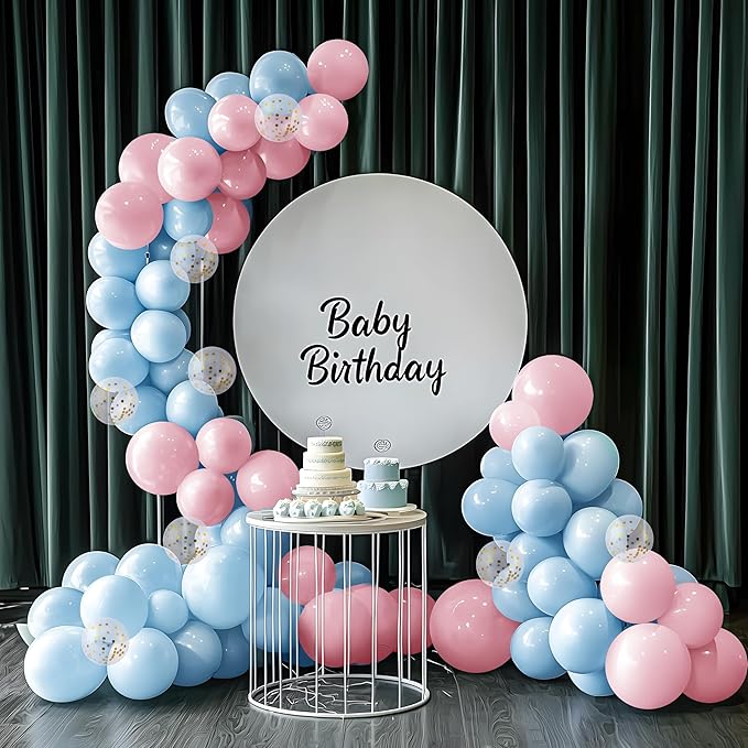 JOYIN 150 Pcs Pastel Blue Balloons, Different Sizes 18 12 10 5 Inch Pastel Blue Latex Balloon Arch Kit with Instruction for Birthday Party Graduation Wedding Holiday Decoration-CubbioJoy