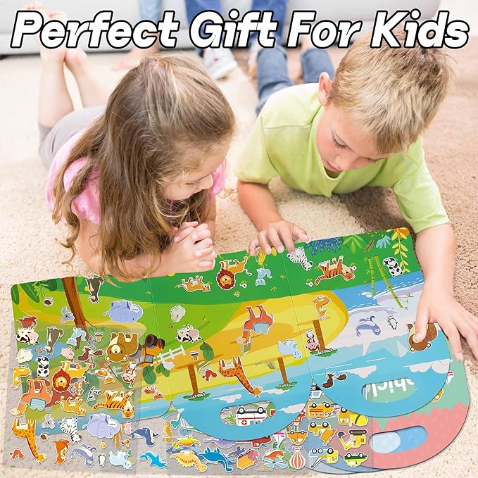 4 Sets Sticker Books for Toddlers 2-4 Years, 122 Pcs Puffy Stickers for Kids, 3D Sticker Books for Toddlers 1-3, Toddler Airplane Travel Essentials for Kids-CubbioJoy