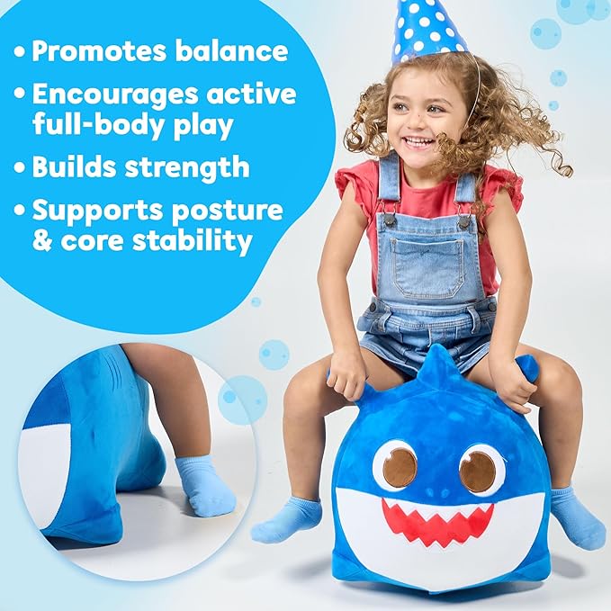 JITTERYGIT Baby Shark Bouncy Animal Plush - Daddy Shark Official Nickelodeon Music & Sing Toy - Christmas & Birthday Gifts for Kids & Toddlers (Boys & Girls) Ages 2-4 Years Old (Blue)-CubbioJoy