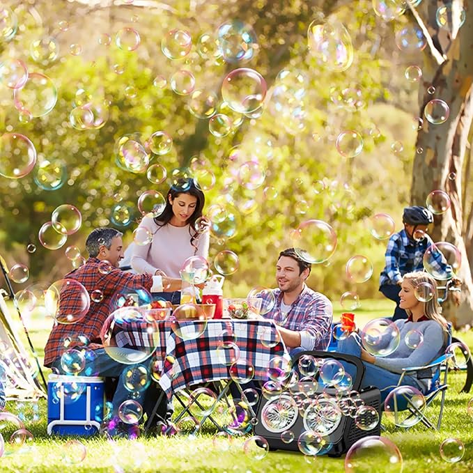 Bubble Machine Portable Bubble Machine for Kids with 2 Fans,Plug in or Battery Operated Bubble Blower,20000+ Bubbles Per Minute Bubbles for Outdoor Wedding Birthday Halloween-CubbioJoy