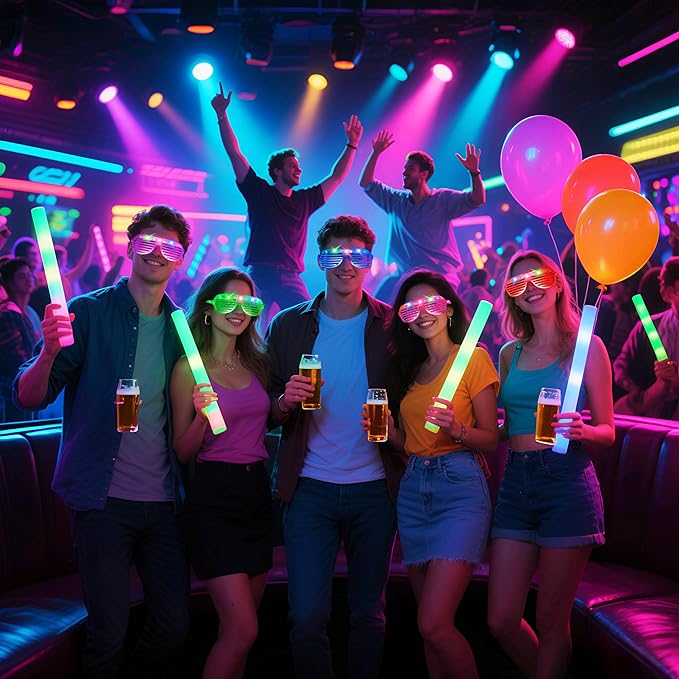 40 PCs LED Glasses,Light Up Glasses,Glow Glasses Glow In The Dark Party Supplies Suitable For Kids/Adults, 3 Light up Modes, 5 Neon Colors Rave Party,Wedding, Birthday, Concert, New Year, Carnival-CubbioJoy