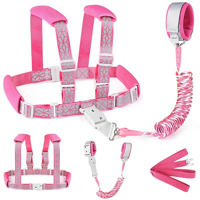 Accmor Toddler Harness Leash, Reflective Kid Harness with Anti Lost Wrist Link, Child Walking Harness Baby Leash Wristband Belt with Key Lock Design for Boys Girls to Outdoor Travel-CubbioJoy
