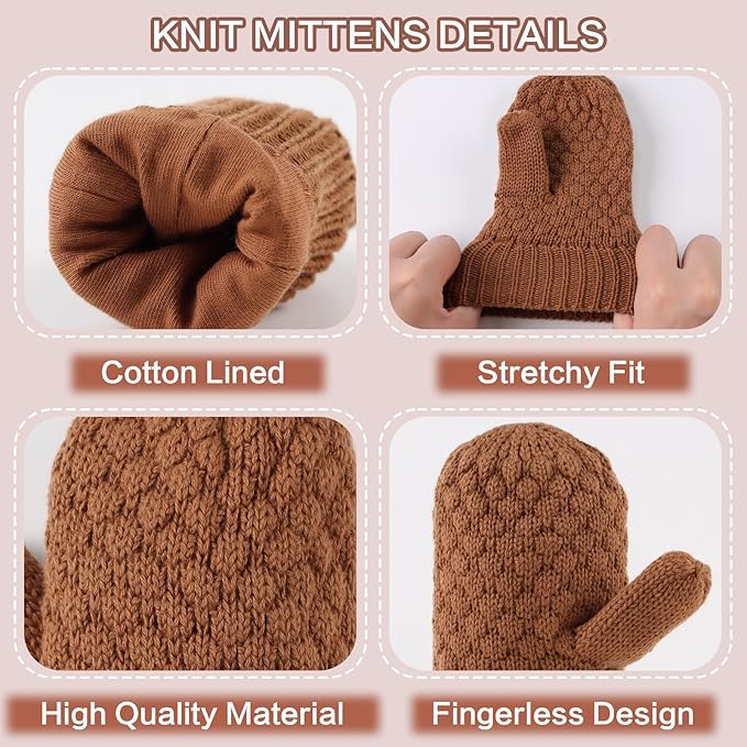 Baby Knit Mittens Toddler Boys Girls Gloves Winter Infant Newborn No Scratch Mitten 0-3 Years-CubbioJoy