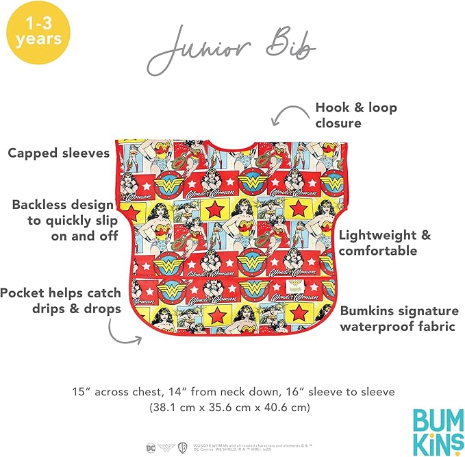 Bumkins Bibs - Toddler Bibs, Waterproof, Large for 1-3 Years, Short Sleeve-CubbioJoy