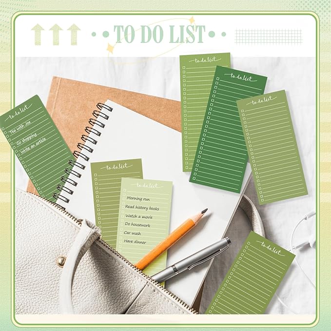 Censen 10 Pack 500 Sheets To Do List Notes Daily Checklist Notepads with 50 Sheets Each Undated Color Memo Pad Block Shopping List Pad Weekly Plan Notepad Organizer Planners(Gradient Green,Lined)-CubbioJoy