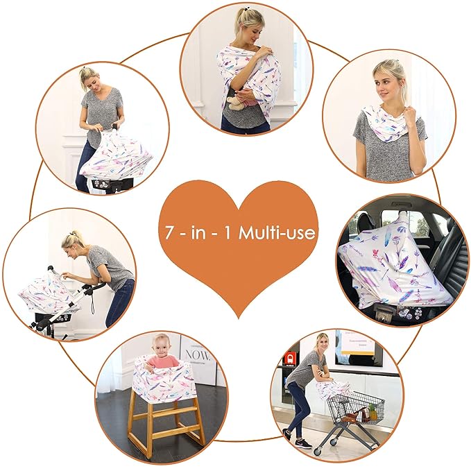 Car Seat Covers for Babies - Carseat Canopy, Multi-use Breastfeeding Covers, Girls and Boys Baby Shower Gifts-CubbioJoy