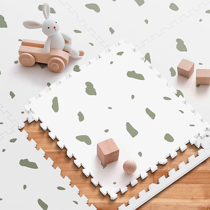 Baby Foam Play Mat-72”x 48” Baby Playmat,6-Piece Interlocking Foam Floor Tiles,Waterproof Crawling Mat,Puzzle Mat for Infants and Toddlers,Non Toxic Play Mat for Baby Tummy Time Mat(Spot)-CubbioJoy