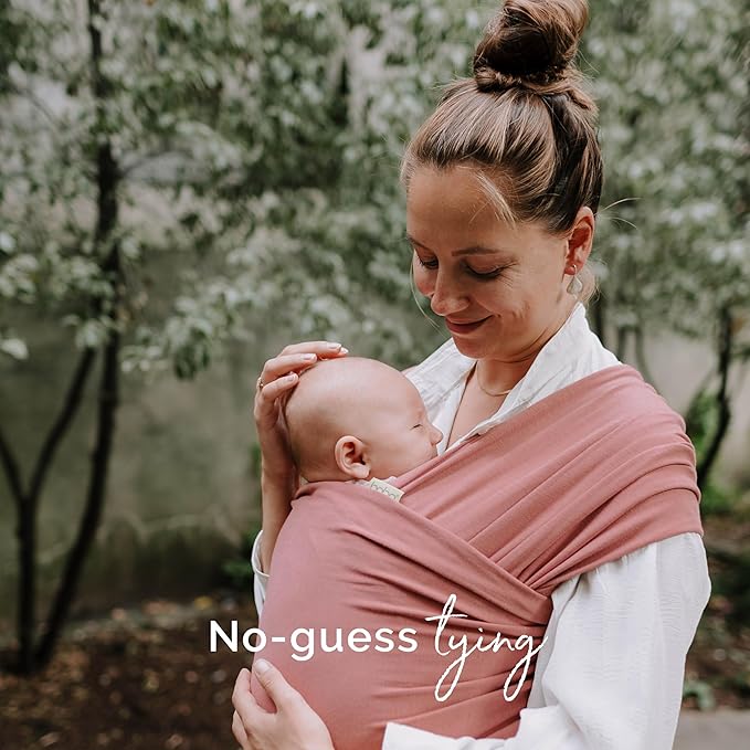 Boba Baby Wrap Carrier – Original Baby Sling Carrier for Newborns (7–35 lbs), Soft, Secure, Hands-Free & Ergonomic, Ideal for Comfortable Bonding, New Parents (Dusty Pink)-CubbioJoy