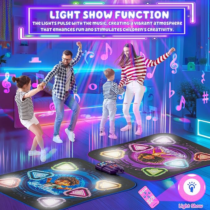 Dance Mat, 2025 Light Up 2-Player Opposing Dance Pad with Single & Double Player Modes, 12-Button Kids Music Toys with Bluetooth, Birthday for 3-12 Year Old Boys Girls-CubbioJoy