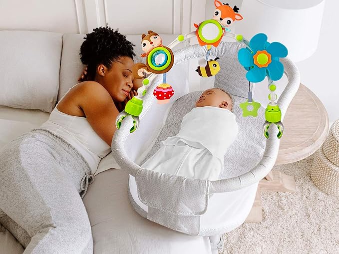 Baby Stroller Arch Mobile, Adjustable Musical Cirb Mobile Toys with Universal Clamps, Versatile Activity Toy Bar for Baby Bouncer Infant Car Seat Toy Stroller Toys Mobile for Bassinet Crib - Orange-CubbioJoy