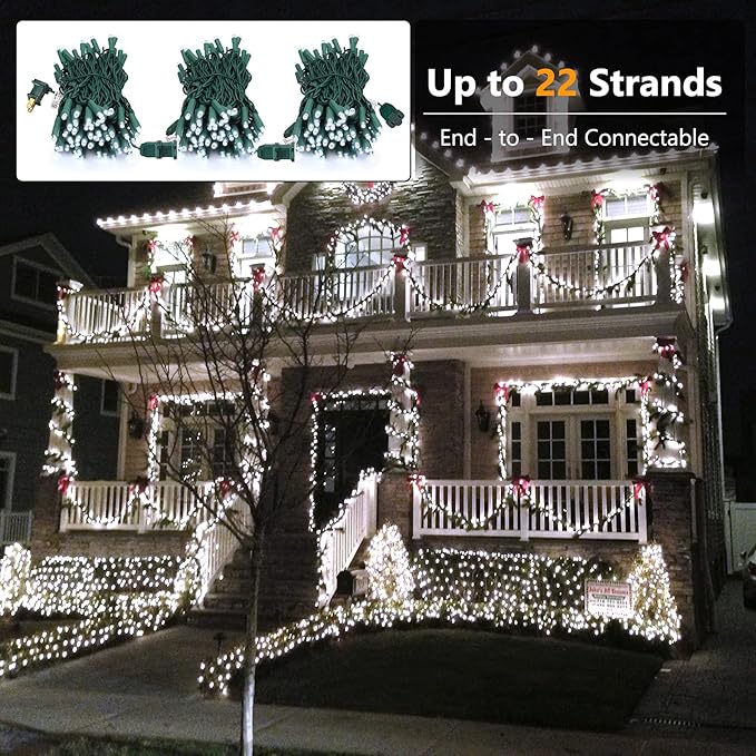 Brizled Cool White Christmas Lights, 33ft 100 LED Christmas Tree Lights, 5mm Wide Angle Xmas Light, Connectable 120V UL Certified Xmas Light String for Tree Party Wedding Home Indoor Outdoor Decor-CubbioJoy