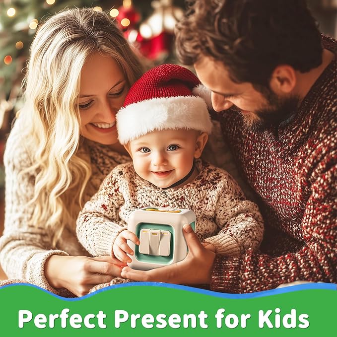 Busy Cube Toy, Sensory Toys for Toddlers 1-3, Baby Car Seat Toys 12-18 Months, Toddler Airplane Travel Toys Age 1-2, Learning Fine Motor Skills, 1st Birthday Gifts Boys Girls-CubbioJoy