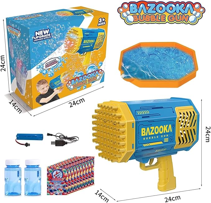 Bubble Machine Gun Kids Toys, Bubble Gun with Colorful Lights and Thousands Bubbles, Outdoor Toy Birthday Party Halloween Favors for Boys Girls Age 3 4 5 6 7 8 9 10 11 12 Years Old-CubbioJoy