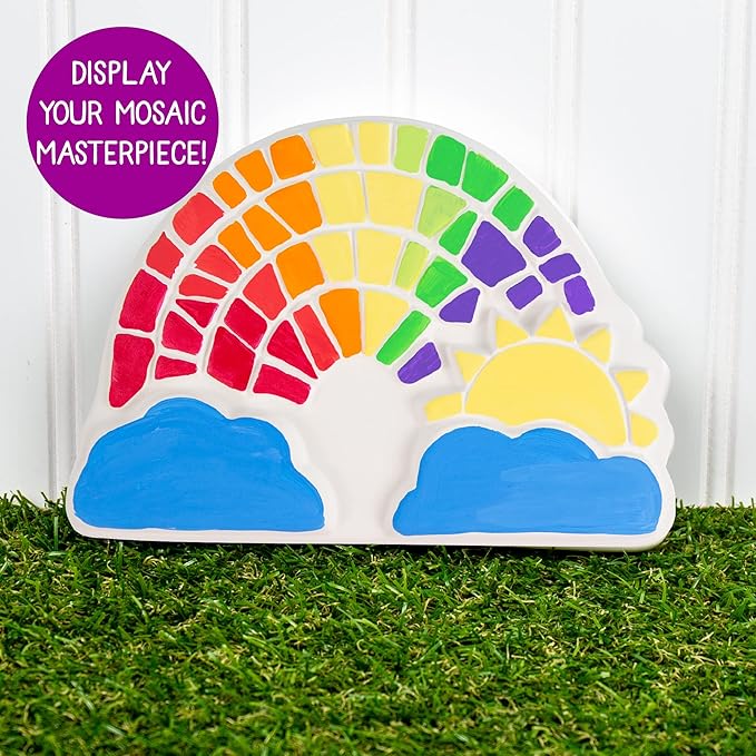 Creative Roots Paint Your Own Rainbow Stepping Stone Craft Kits for Kids, Ceramics to Paint, Ages 6+-CubbioJoy
