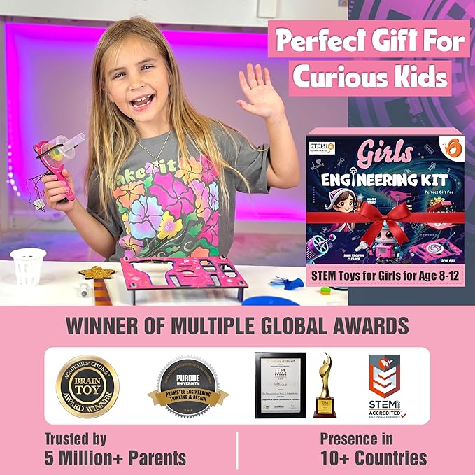 Butterfly EduFields 100+ STEM Projects | Girls Mini Engineering Kit for Ages 8 10 12 15 Years | Ultimate DIY Science Experiments for Kids | Educational Engineering Toys Best Birthday Gift idea-CubbioJoy