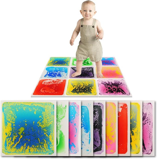 Art3d Liquid Fusion Activity Play Mat for Kids, Pack of 9 Tiles 12" X 12", Multi-Color-CubbioJoy
