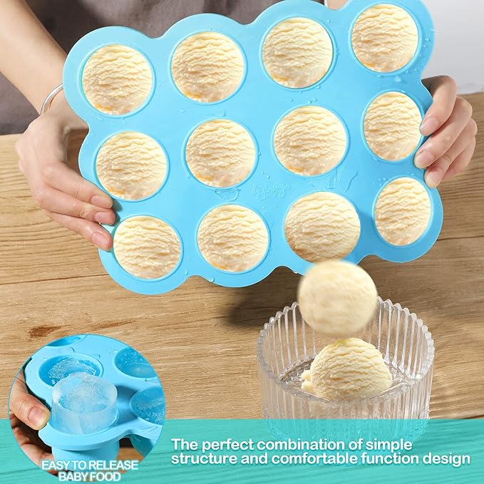 3 Pcs Baby Food Storage Container 12 Cup Silicone Baby Food Freezer Tray with Lid Stackable Reusable Silicone Freezer Tray for Food Vegetable Fruit Puree and Breast Milk(Multicolor)-CubbioJoy