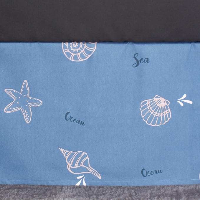 CaSaJa Baby 3-Piece Crib Bedding Set for Boys Girls, Including Soft Quilted Comforter(Blanket), Fitted Crib Sheet and Skirt, Soft Nursery Bedding Set Made of Silky Comfy Materials, Sea Conch-CubbioJoy