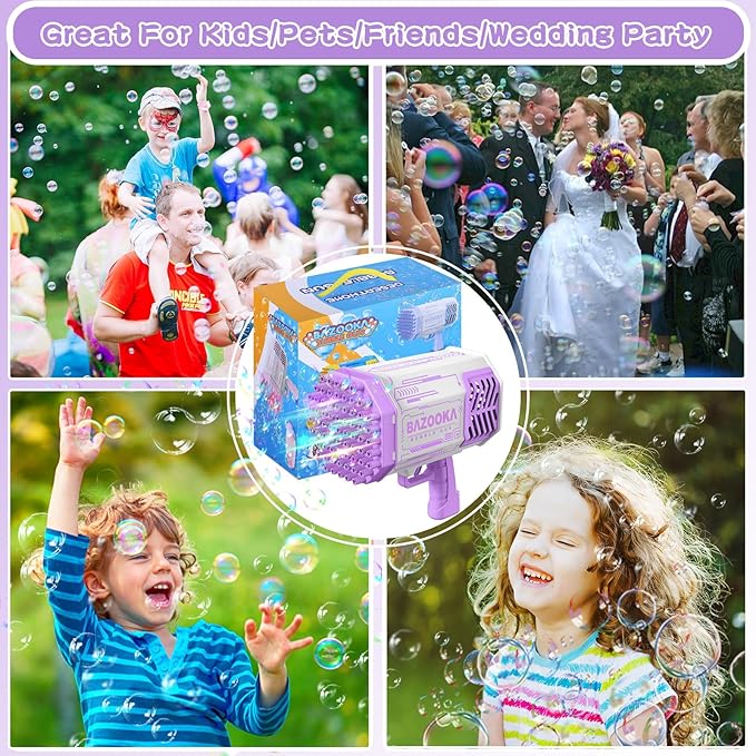 Bubble Gun, 69 Holes Bubble Machine Bubbles Kids Toys for Boys Girls Age 3 4 5 6 7 8 9 10 11 12 Year Old, Summer Outdoor Toy Birthday Wedding Party Halloween Favors-CubbioJoy
