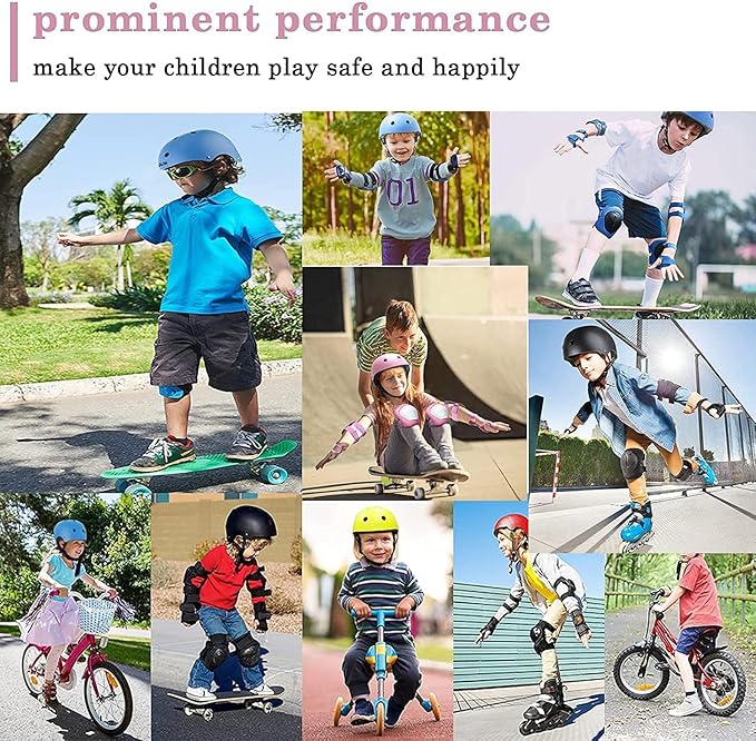 Adjustable Kids Helmet with Knee Pad, Elbow Pads & Wrist Guards - Toddler Bike Helmets for Ages 3-5, 5-8, 8-14 Years - Perfect for Skating, Biking, Cycling, and Skateboard - for Boys and Girls-CubbioJoy