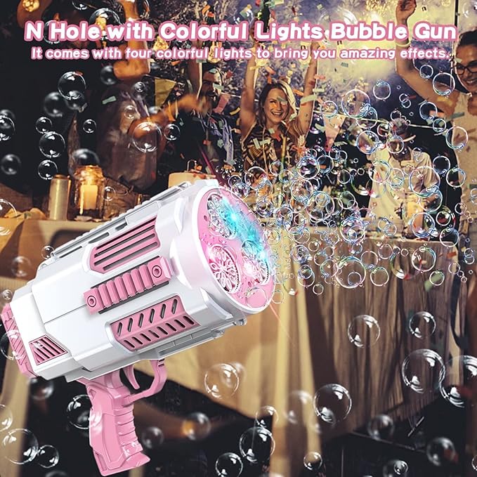 Bubble Machine Automatic Bubble Gun, Summer Beach Bubbles Blower Outdoor Kids Toys for Boy Girl Age 3 4 5 6 7 8 9 10 11 12 Year Old, Birthday Wedding Party Halloween Favors(No Dip)-CubbioJoy