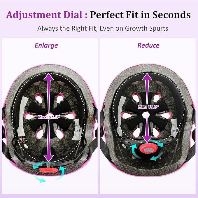 KAMUGO Kids Adjustable Helmet, with Sports Protective Gear Set Knee Elbow Wrist Pads for Toddler Age 2-8 Boys Girls, Bike Skateboard Hoverboard Scooter Rollerblading Helmet Set-CubbioJoy