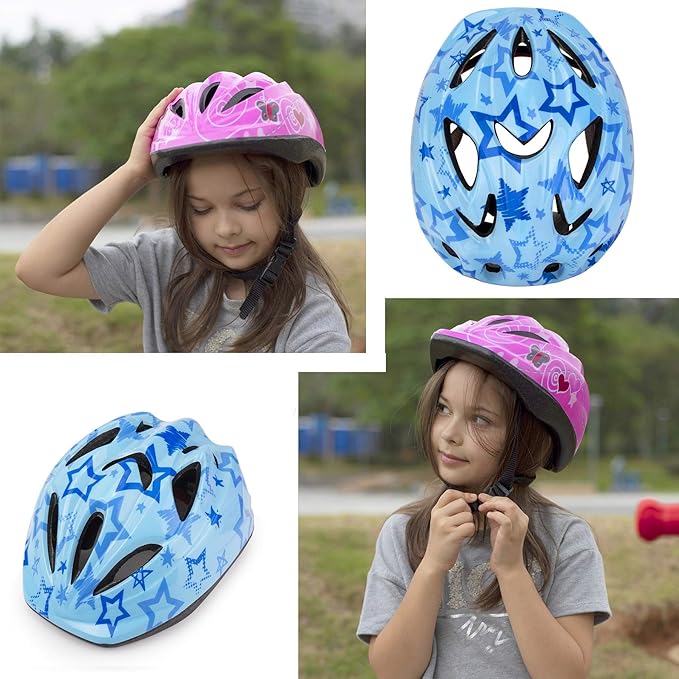 Kid Bicycle Helmets, LX LERMX Kids Bike Helmet Ages 3-5/5-14 Adjustable from Toddler to Youth Size, Durable Kids Bike Helmet with Fun Designs for Boys and Girls-CubbioJoy