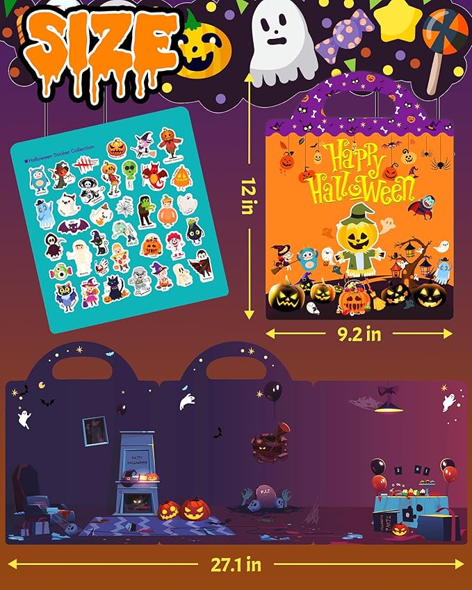 Benresive Reusable Sticker Books for Kids 2-4, Sticker Books for Toddlers 1-3 2-4, Toddler Travel Toys Activities Crafts Gifts - Halloween-CubbioJoy