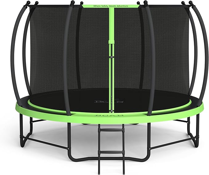 BCAN 8FT 10FT 12FT 14FT 15FT 16FT Recreational Trampoline with Enclosure for Kids Adults, ASTM Approved, Outdoor Trampolines with Ladder for Kids-CubbioJoy