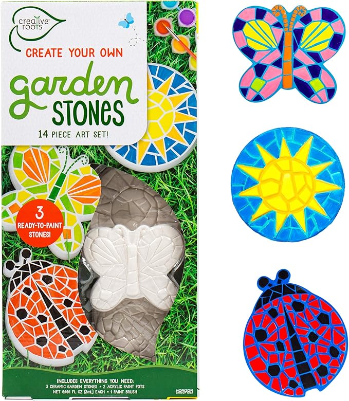 Creative Roots Paint Your Own Butterfly, Ladybug & Sun Stepping Stone by Horizon Group USA, 1 box of 3 count-CubbioJoy