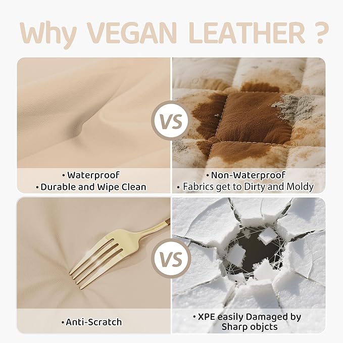 Bella’s Friends Foldable Baby Play Mat for Floor, 50"x50" Vegan Leather Playpen Mat, 1.2" Extra Thick Foam, Non-Toxic, Wipe-Clean, Travel-Ready, Non-Slip Crawling Mat for Kids Toddlers&Infants, Beige-CubbioJoy