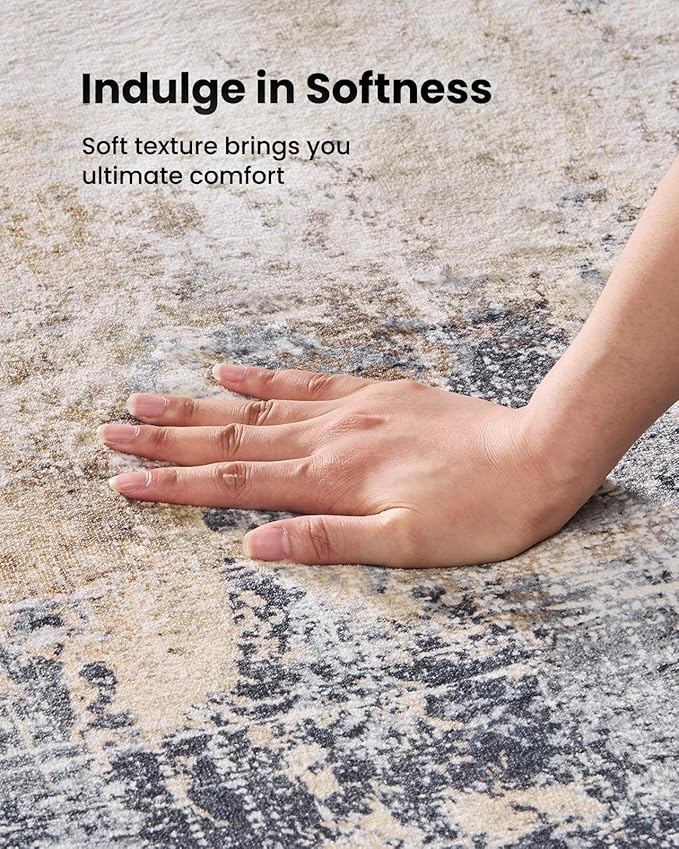 AMADA HOMEFURNISHING 9x12 Large Area Rug, Modern Abstract Living Room Rug with Non-Slip Backing & Short Pile, Washable Rug with Abstract Pattern for Living Room, Bedroom and Dinning Room, Brown-CubbioJoy