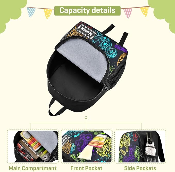 Colorful Monster Truck Toddler Backpack Waterproof Mini Backpack with Name/Text Preschool Backpack Cute Small Backpack Kindergarten Pre School Bags 13 Inch, Medium, Pattern 2-CubbioJoy