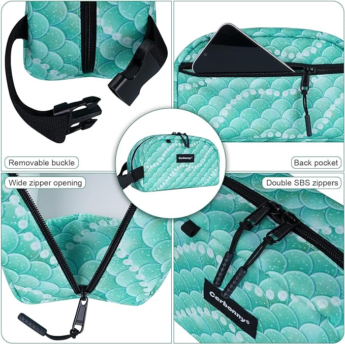 Cerbonny Small Insulated Lunch Bag (Green-Fish, 12.0 quarts) - Freezer Safe, Mini Cooler Bag for Work School Travel, Fits Yogurt, Suitable for Kids/Adults-CubbioJoy