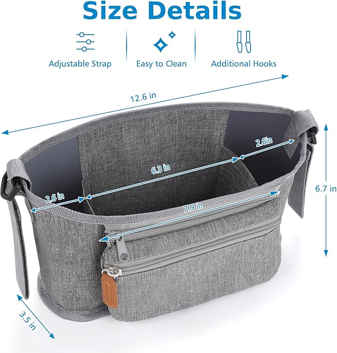 Accmor Universal Stroller Organizer with Detachable Phone Bag, Stroller Bag Caddy Organizer Stroller Accessories for Uppababy, Baby Jogger, Nuna, Doona, Britax Strollers-CubbioJoy