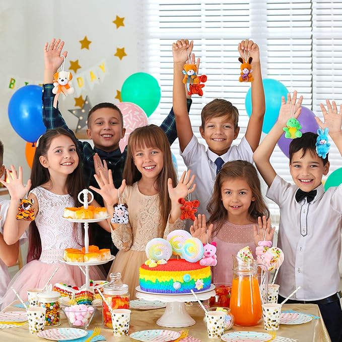 60 Pack Mini Stuffed Animal Bulk Small Plush Animal Toys Miniature Stuff Animal Keychain Set for Easter Egg Party Favors, Valentine‘s Day Gift, Goodie Bag Fillers, Carnival Prizes, Classroom Rewards-CubbioJoy