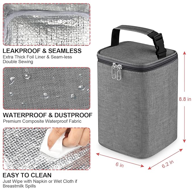Accmor Breastmilk Cooler Bag, Baby Bottle Cooler Bags, Insulated Tote Bags On The Go, Fits 4 Large 8oz Bottles, for Nursing Mom Daycare Travel-CubbioJoy
