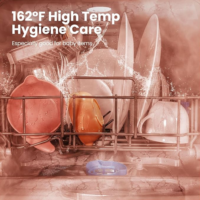 COMFEE' Portable Dishwasher Countertop with 5L Built-in Water Tank, No Hookup Needed, 6 Programs, 360° Dual Spray, 192℉ High-Temp& Air-Dry Function, Mini Dishwasher for RVs, White-CubbioJoy