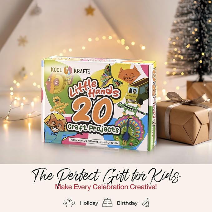 20 Arts & Crafts Kit for Kids, All-Inclusive, No Mess Craft Kits & Supplies for Boys & Girls – DIY Creative Activity, Easy Step-by-Step Guide, Individually Packaged Crafts, Christmas Gift, Travel Gift-CubbioJoy