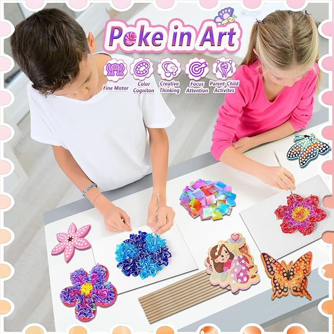 JRD&BS WINL Poke in Fun Art Kit for Kids Ages 3 up, Flower Bouquet Creative Decor Mess Free Art Set for Children Fun Activity Gifts for Boy and Girls 4-8 Year Old DIY Fabric Craft (Flower Bouquet)-CubbioJoy